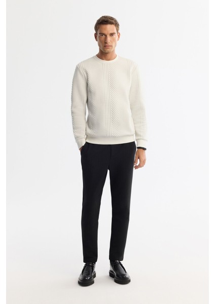 Erkek Ekru Bisiklet Yaka Baskılı Elastan Sweatshirt A42y1279 indirimleri