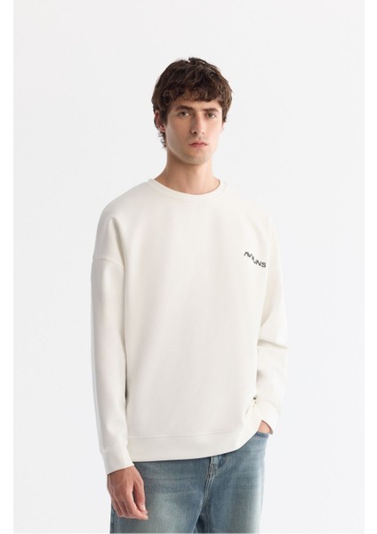 Erkek Ekru Bisiklet Yaka Elastan Sweatshirt A42Y1248