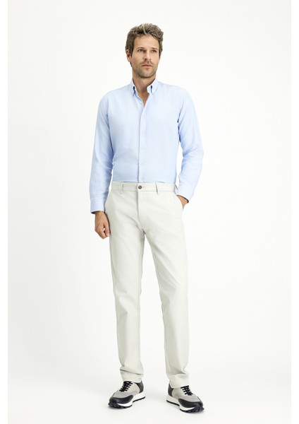 Uzun Kol Slim Fit Düğmeli Yaka Oxford Pamuklu Kolay Ütülenebilir Gömlek