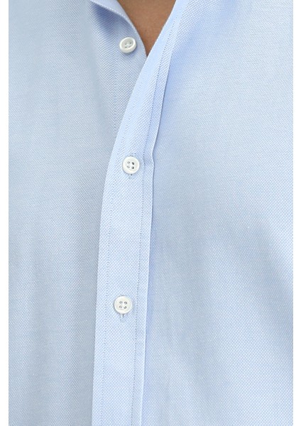 Uzun Kol Slim Fit Düğmeli Yaka Oxford Pamuklu Kolay Ütülenebilir Gömlek