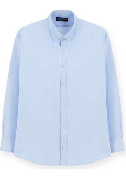 Uzun Kol Slim Fit Düğmeli Yaka Oxford Pamuklu Kolay Ütülenebilir Gömlek