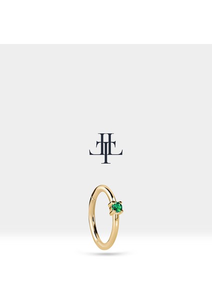 Yeşil Garnet Halka Piercing Küpe, 12 mm , 1.2 Mm, 14K Sarı-Beyaz-Kırmızı Altın | LE00001G