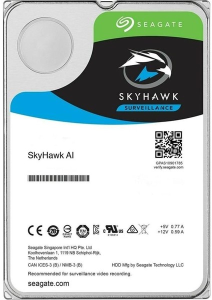 Seagate 10TB 3.5" Skyhawk 7200RPM 256MB Sata 3.0 ST10000VE0008 Harddisk (Hikvision)