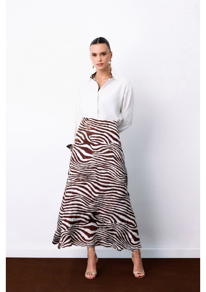 Zebra Desen Etek - Kahve