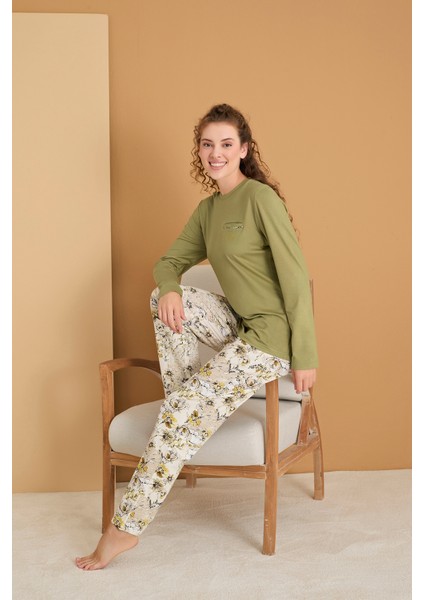 Nakış Detaylı Cepli Kadın Pijama Takımı 3122