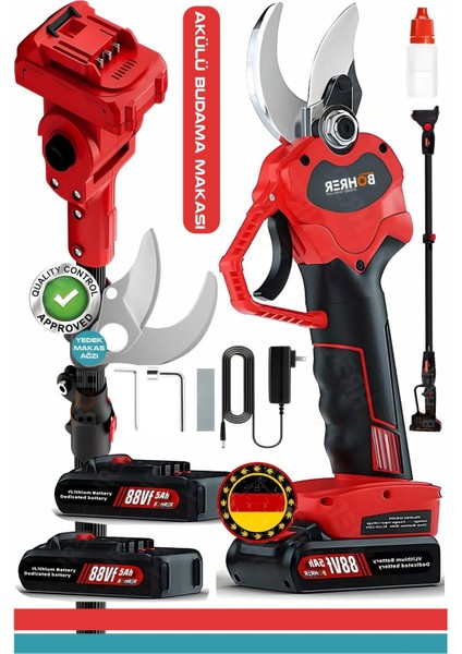 V258 5AH 30MM Çift Kademeli Teleskop Uzatmalı Kömürsüz Red Akülü Budama Makası