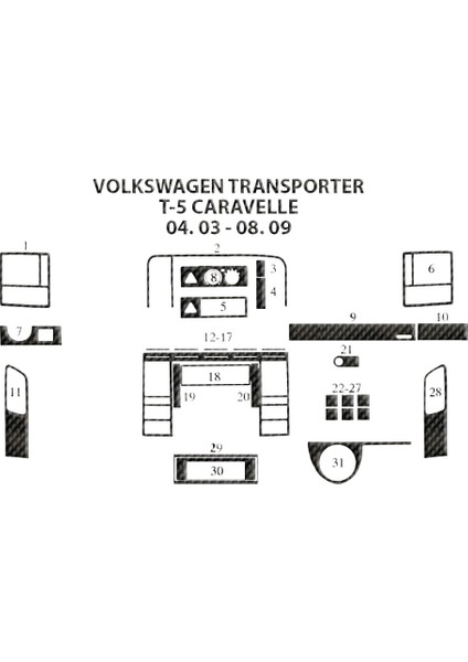 Volkswagen Carevella Alüminyum Kaplama 2003-2009 31 Parça