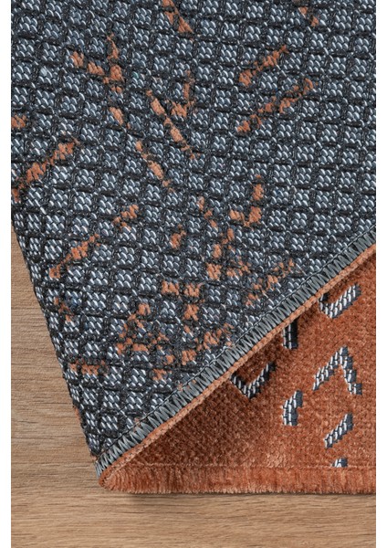 Cool Kiremit Kaymaz Taban Yıkanabilir Turuncu Kilim Yolluk