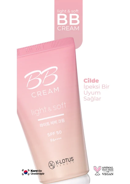 K-Lotus Beauty Light & Soft İnce Yapılı Hafif Kapatıcı BB Krem Spf 50 Pa+++ 45 ml