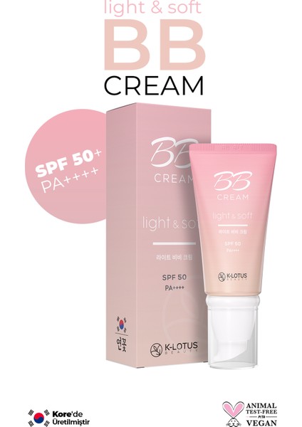 K-Lotus Beauty Light & Soft İnce Yapılı Hafif Kapatıcı BB Krem Spf 50 Pa+++ 45 ml