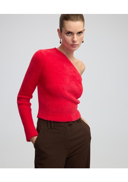 Asimetrik kol pelüş triko IW6240050305034