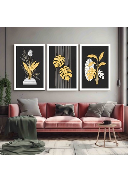 Matisse - Boho - Art Deco - Soyut - Doğa ( 3 Lü Çerçevesiz ) Poster - Afiş - Tablo KR2C00925/