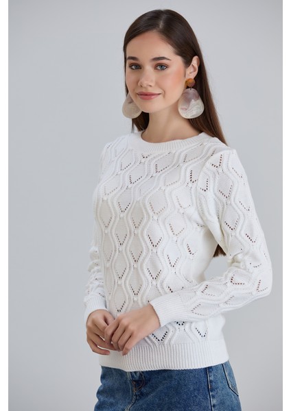 Kadın Ajurlu Desenli Triko Örme Kazak fiyatları