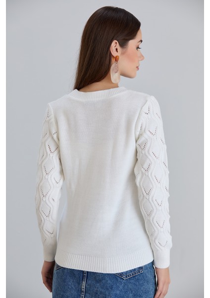 Kadın Ajurlu Desenli Triko Örme Kazak indirimleri