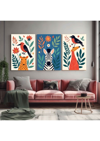 Matisse - Boho - Art Deco - Soyut - Doğa ( 3 Lü Çerçevesiz ) Poster - Afiş - Tablo KR2C00910/