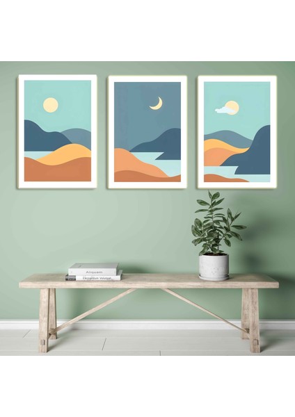 Matisse - Boho - Art Deco - Soyut - Doğa ( 3 Lü Çerçevesiz ) Poster - Afiş - Tablo KR2C00742/