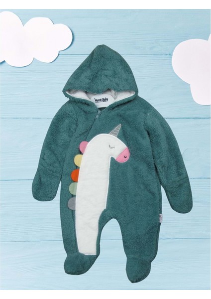 At Desenli Peluş Bebek Tulum Yeşil - 8248