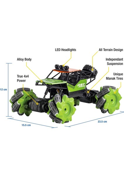 1:16 Big Foot Monster - Şarjlı, 360 Derece Dönebilen El ve Kumanda Kontrollü, Metal Araba - Speed Pioneer