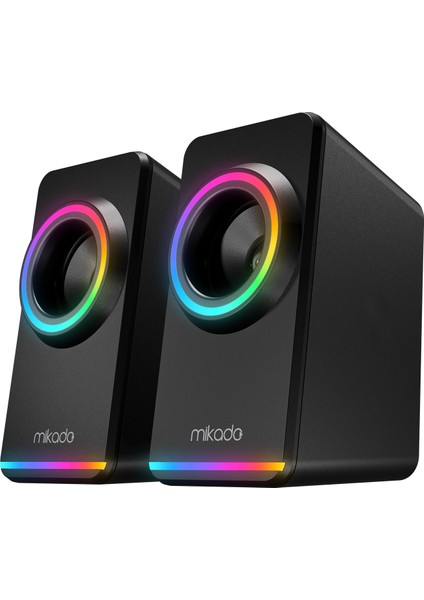 MD-182 2.0 3W*2 Siyah Rgb Aydınlatmalı USB + 3.5mm USB 5V Speaker Hoparlör