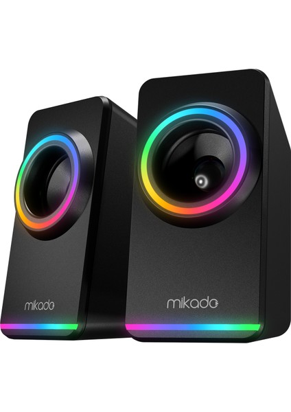 MD-182 2.0 3W*2 Siyah Rgb Aydınlatmalı USB + 3.5mm USB 5V Speaker Hoparlör