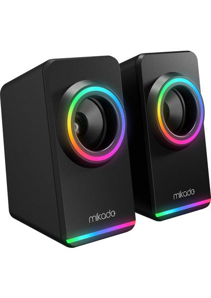 MD-182 2.0 3W*2 Siyah Rgb Aydınlatmalı USB + 3.5mm USB 5V Speaker Hoparlör