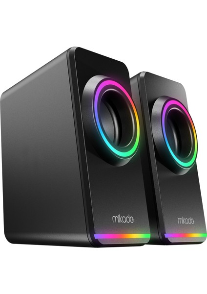 MD-182 2.0 3W*2 Siyah Rgb Aydınlatmalı USB + 3.5mm USB 5V Speaker Hoparlör