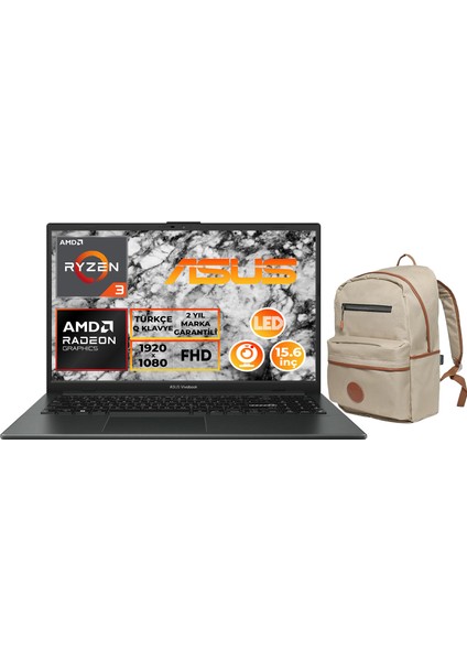 Vivobook Go 15 Ryzen 3 7320U 8gb 512GB SSD 15.6" Fhd Freedos Taşınabilir Bilgisayar + Çanta E1504FA-NJ097 009
