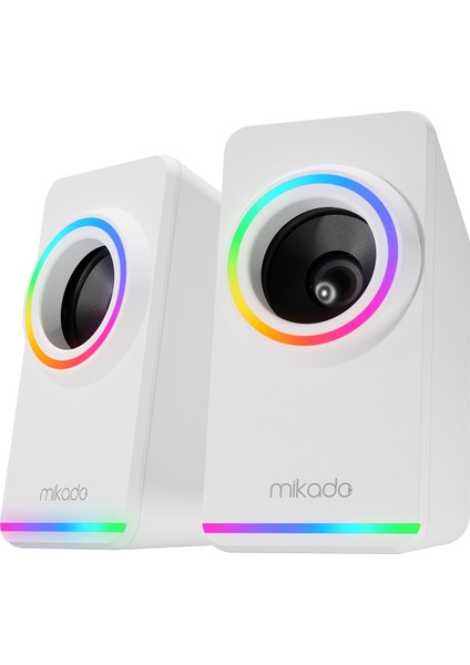 MD-182 2.0 3W*2 Beyaz Rgb Aydınlatmalı USB + 3.5mm USB 5V Speaker Hoparlör modelleri
