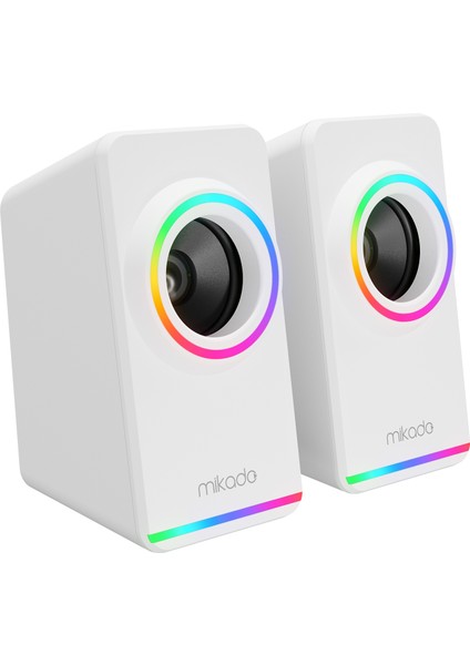 MD-182 2.0 3W*2 Beyaz Rgb Aydınlatmalı USB + 3.5mm USB 5V Speaker Hoparlör