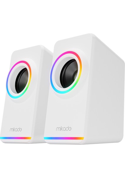 MD-182 2.0 3W*2 Beyaz Rgb Aydınlatmalı USB + 3.5mm USB 5V Speaker Hoparlör fiyatları