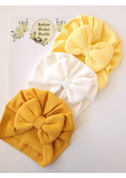 Kız Bebek Renkli Kaşkorse Bone 3'lü Set