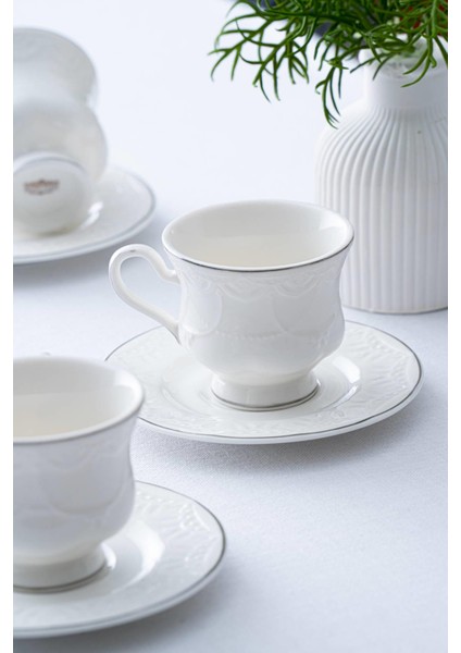 Veronica 6 Kişilik Gümüş Kahve Fincanı Takımı - 90 ml