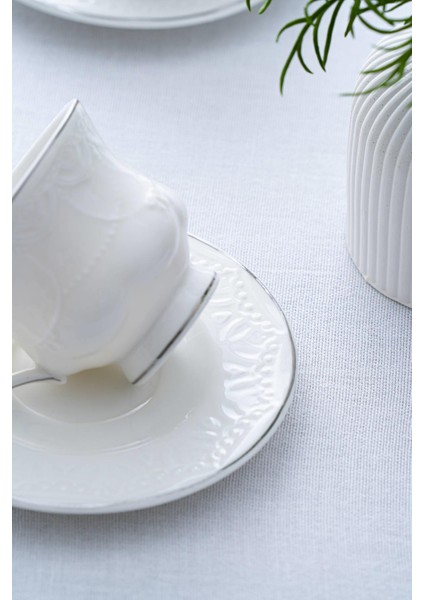 Veronica 6 Kişilik Gümüş Kahve Fincanı Takımı - 90 ml