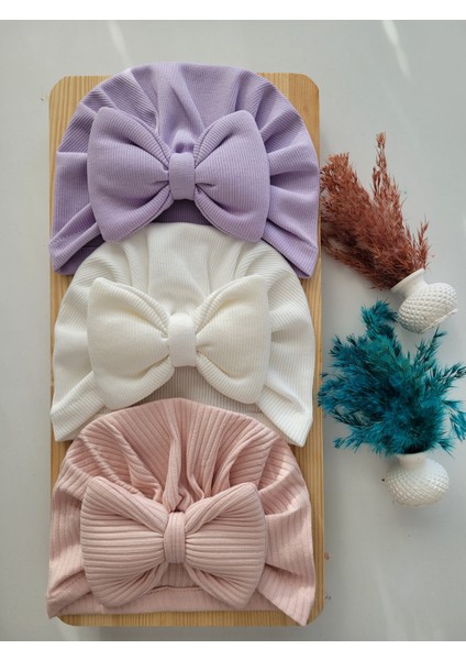 Kız Bebek Renkli Kaşkorse Bone 3'lü Set