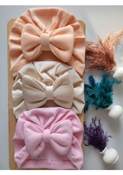Kız Bebek Renkli Kaşkorse Bone 3'lü Set