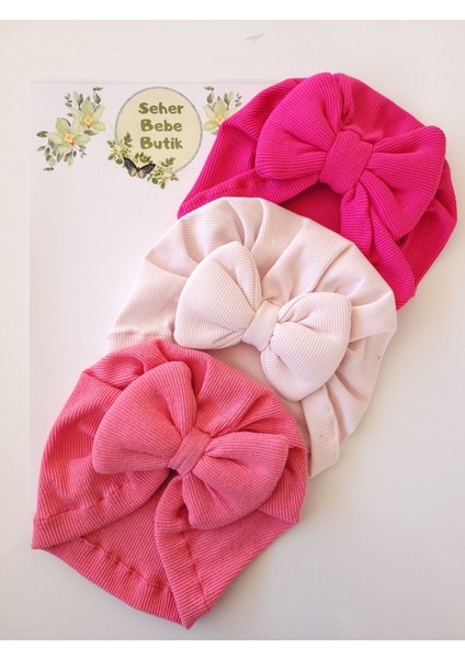 Kız Bebek Renkli Kaşkorse Bone 3'lü Set