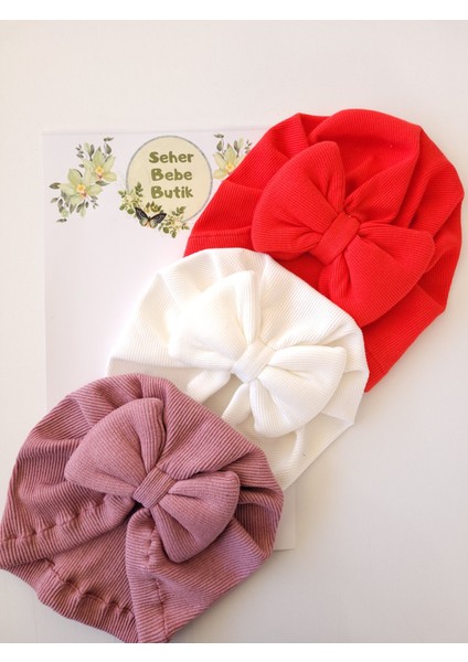Kız Bebek Renkli Kaşkorse Bone 3'lü Set