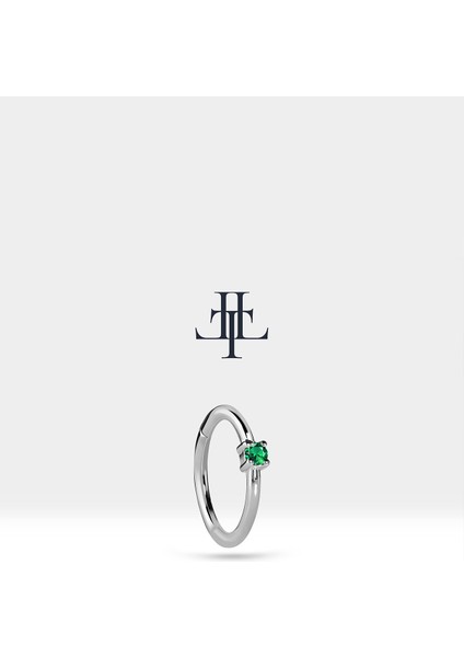 Yeşil Garnet Halka Piercing Küpe, 12 mm , 1.2 Mm, 14K Sarı-Beyaz-Kırmızı Altın | LE00001G