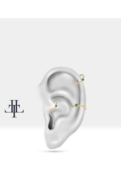 Yeşil Garnet Halka Piercing Küpe, 12 mm , 1.2 Mm, 14K Sarı-Beyaz-Kırmızı Altın | LE00001G fiyatları