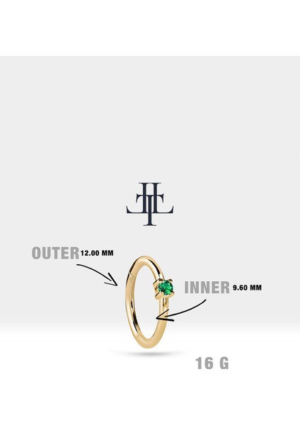 Yeşil Garnet Halka Piercing Küpe, 12 mm , 1.2 Mm, 14K Sarı-Beyaz-Kırmızı Altın | LE00001G modelleri