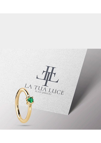 Yeşil Garnet Halka Piercing Küpe, 12 mm , 1.2 Mm, 14K Sarı-Beyaz-Kırmızı Altın | LE00001G indirimleri