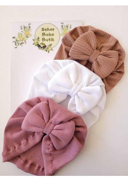 Kız Bebek Renkli Kaşkorse Bone 3'lü Set