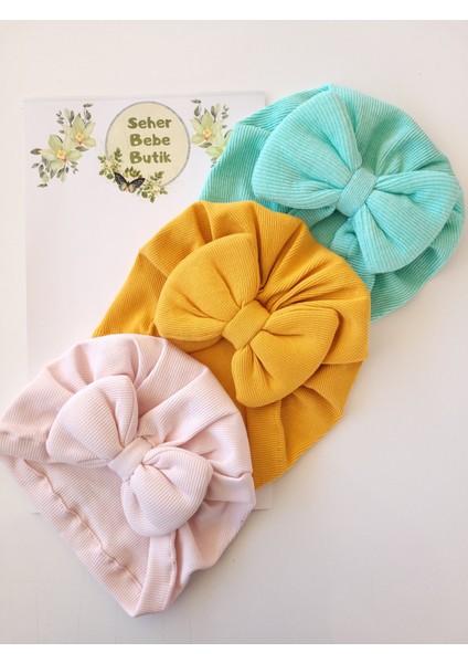 Kız Bebek Renkli Kaşkorse Bone 3'lü Set