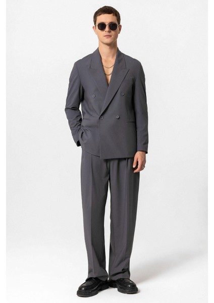 Antrasit Tek Düğme Kruvaze Erkek Blazer Ceket fırsatları
