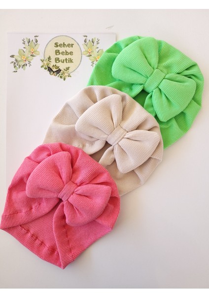 Kız Bebek Renkli Kaşkorse Bone 3'lü Set