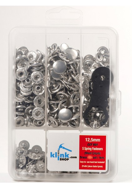 Çıtçıt 12,5 mm Kendin Yap Kiti, Mont, Giyim, Çanta, Deri Için Çekiçle Uygulama Aparatları ve 60 Adet Gümüş Renk (Nikel Free) Çıtçıt Takım-Paslanmaz Pirinç