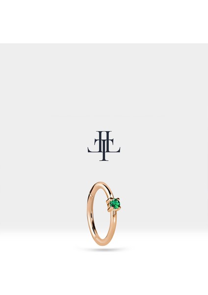 Yeşil Garnet Halka Piercing Küpe, 12 mm , 1.2 Mm, 14K Sarı-Beyaz-Kırmızı Altın | LE00001G