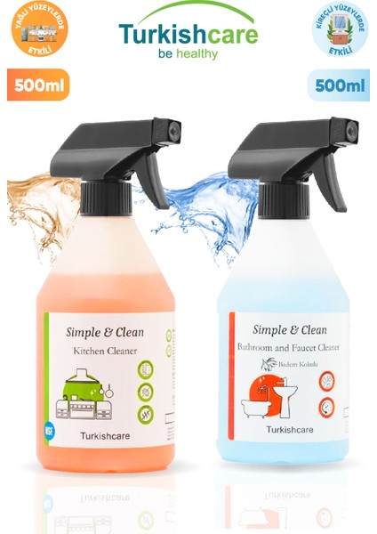 Simple & Clean Banyo ve Mutfak Temizleme Spreyi 2 x 500 ml