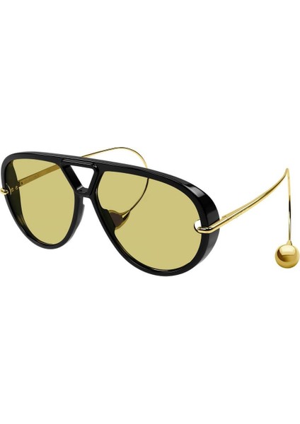 BV1273S 003 Siyah Sarı Geometrik Kadın Güneş Gözlüğü 63-12