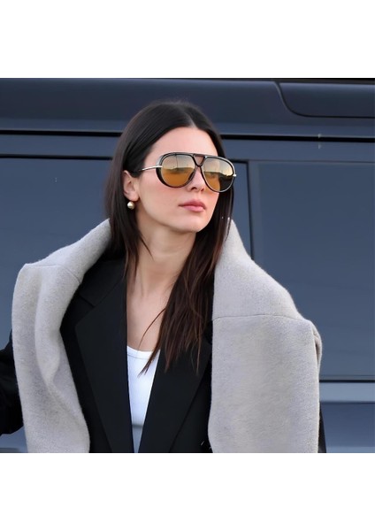 BV1273S 003 Siyah Sarı Geometrik Kadın Güneş Gözlüğü 63-12 modelleri